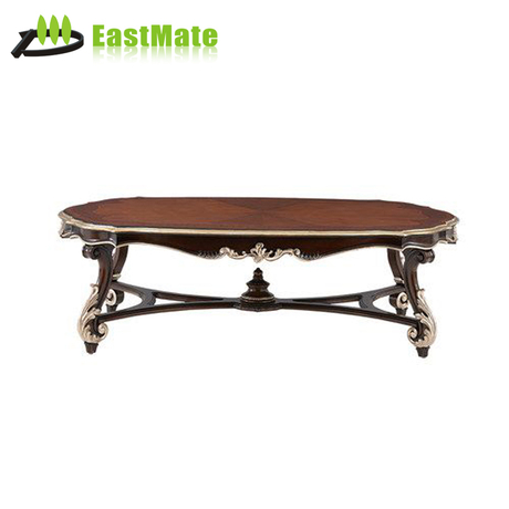 酒店茶几 实木雕花客厅 描金茶几 整装美式家具酒店椭圆茶桌