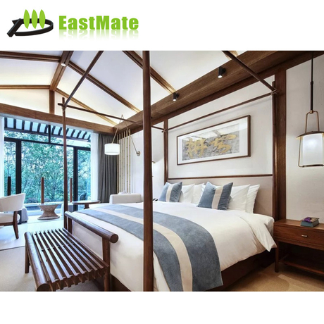 现代新中式卧室家具，酒店房间设计