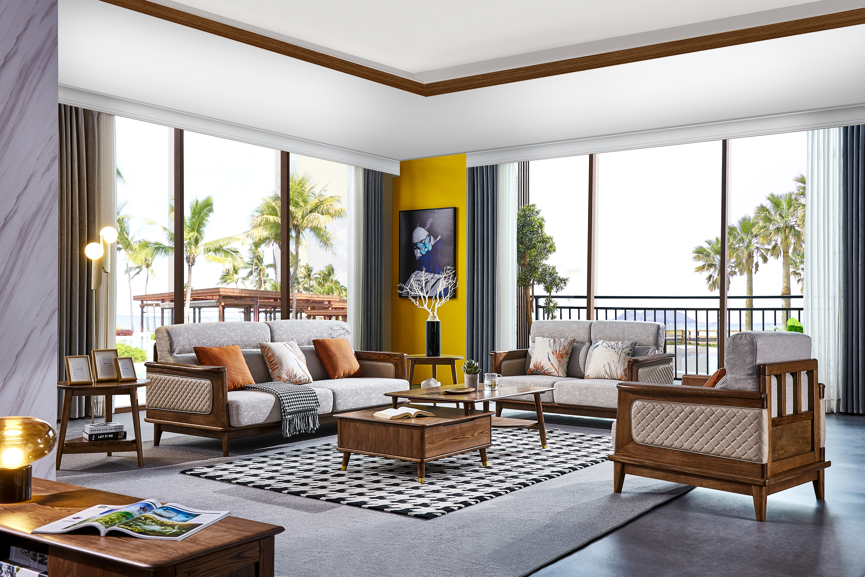 沙发全部窗外景别墅